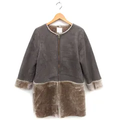 エージーバイアクアガール AG by aquagirl フェイクムートン ボア ノーカラー コート アウター ジップアップ グレー /NT24