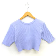 ミスティック mystic ニット セーター 丸首 バックスリット 薄手 半袖 F パープル 紫 /TT