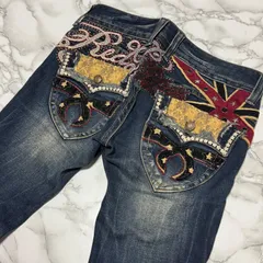 希少【red pepper レッドペッパー  【商品名】pinky&dianne 別注/ユニオンジャック スタッズ レース/ストレッチ ブーツカット デニム パンツ/フレアパンツ