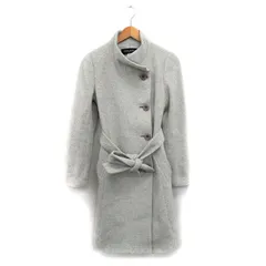 ミッシェルクラン MICHEL KLEIN スタンドカラー コート ロング リボン ウール シンプル 38 グレー 灰 /KT14