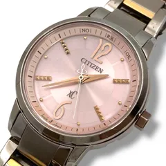 稼働 シチズン クロスシー 腕時計 電波ソーラー ピンク文字盤 ts159