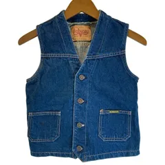 BOBSON　ベスト　デニム　レイヤード　Vネック　フルボタン　フロントポケット　無地　アメカジ　古着