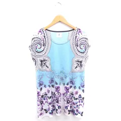 ブージュルード Bou Jeloud チュニック ワンピース 花柄 プルオーバー 薄手 ノースリーブ FREE ライトブルー 青 /TT26