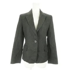 ボディドレッシングデラックス BODY DRESSING Deluxe ジャケット テーラード 総裏地 ウール カシミヤ混 ストライプ 通勤 ビジネス 9 グレー /AO2のサムネイル