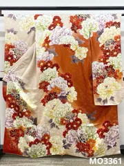 振袖 刺繍 金彩 紋意匠 身丈158cm パールトーン加工済 MO3361