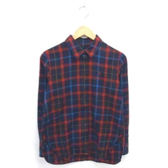 BEANPOLE シャツ ブラウス チェック ステンカラー 薄手 綿 コットン 長袖 90 ネイビー オレンジ /TT