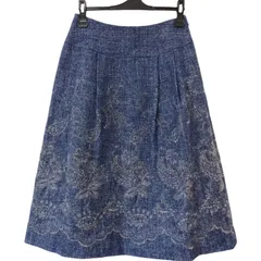 【美品】SCAPA 刺繍フレアスカート デニム 38【ZK96】
