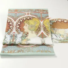 ona4687 お仕立て付き 西陣 酒井守 おしゃれ 染め 九寸 名古屋帯 アルフォンス ミュシャ 羽根 有名画家作品 ２～３週間で発送