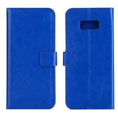 Galaxy S9+ Plus 手帳型ケース カバー レザー 合皮 シンプル マグネット開閉 カード収納 スタンド機能付き au SC-03K SCV39 ブルー 青