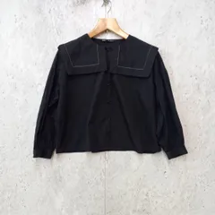 ZARA ザラ セーラー襟 シャツ ブラウス コットン ビッグショルダー ブラック Sサイズ ◎_〇□☆