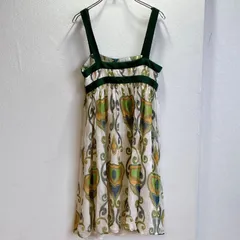 美品✨️ マンゴ MNG フレア チュニック キャミソール ワンピース ノースリーブ 総柄 プリント シルク 100 シフォン シアー 軽やか フェミニン 大人可愛い 上品 きれいめ ナチュラル リゾート 春夏 夏ワンピ ロング丈 ミモレ丈 体型カバーのサムネイル