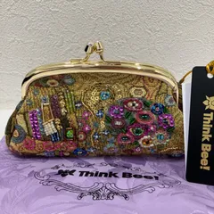 8804　Think Bee!　シンクビー！　がま口　ポーチ　ゴールデンクリムト　小物入れ　ゴールド　スパンコール　ビーズ　ビーズ刺繍　ゴブラン織り　タグ付き　レディース　雑貨