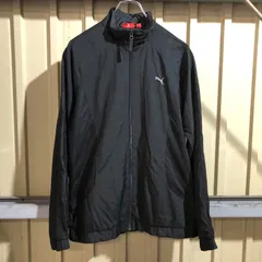 1649 PUMA ナイロンジャケット ブラック L プーマ フルジップ ワンポイント 刺繍ロゴ スポーツ 古着卸 アメリカ仕入
