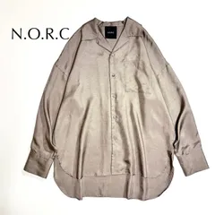 kY62 N.O.R.C シルキーツイルオープンカラーシャツ サテン ブラウス シャツ 長袖 ゆったり オーバーシルエット 茶色 ブラウン ノーク NORC 定価12,100円のサムネイル