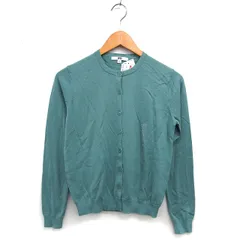 ユニクロ UNIQLO タグ付き UVカット クルーネック カーディガン ニット リブ ハイゲージ コットン 綿 長袖 S 緑 グリーン /NT12