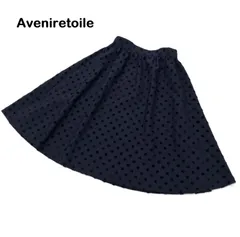 【Aveniretoile/アベニールエトワール】m-i-d エムアイディー フレアスカート デザインスカート ドット フロッキードット ネイビー 紺（中古）のサムネイル