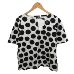 ユニクロ UNIQLO × マリメッコ marimekko タグ付き Tシャツ 半袖 ドット柄 M 白 ホワイト 黒 ブラック ■YHS15