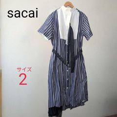 sacai サカイ ドッキング プリーツ ワンピース ブラック × ネイビー