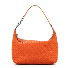 [中古] BOTTEGA VENETA ボッテガヴェネタスモール ジップ ホーボーオレンジイントレチャートレザーAB