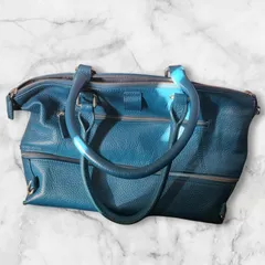 バルコス BARCOS 青レザー ハンドバッグ 縦24cm×横40cm×幅11cm CA26A(T)2