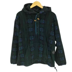 エルエルビーン L.L.Bean 80S USA製 総柄 ドローコード フーディー ハーフボタン プルオーバー フリースジャケット メンズ import：M 