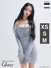 ブルーグレー GL3938 【ROBE de FLEURS Glossy/ローブドフルール グロッシー】4143 長袖/ ボレロ/ スエード/ ロングスリーブ/ ホルター/ タイト/ ミニドレス/ キャバドレス/ AngelR/ andy