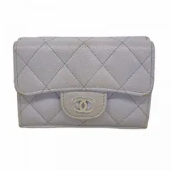 シャネル(Chanel) シャネル 三つ折り財布 マトラッセ キャビアスキン パープル レディース