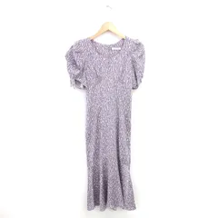 スナイデル SNIDEL ワンピース ロング バリエプリント ハートネック レースアップ フレア 半袖 0 パープル 紫 /TT