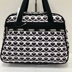 8928　LeSportsac レスポートサック　トートバッグ　ハンドバッグ　肩がけ　ワンショルダー　手持ち　手提げ　レディース　ナイロン　ハート　総柄　モノトーン　ブラック　黒　ホワイト　白