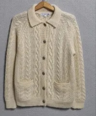 UNIQLO X アネス・ドゥ・ラ・プレサンジュ ウール100% ケーブル編み バギー ニット カーディガン