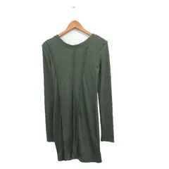 スライ SLY ワンピース 長袖 Vネック ミニ ダメージ加工 シンプル 2 グリーン 緑 /KT19