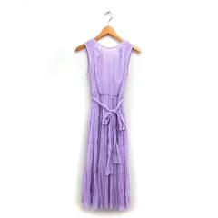 スナイデル SNIDEL ティアード フレア ワンピース マキシ 透け感 リボン ノースリーブ F 紫 パープル /NT34