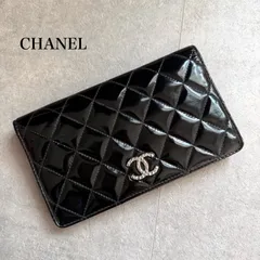 CHANEL シャネル ブリリアント 二つ折り長財布 ココマーク マトラッセ ブラック パテントレザー 黒 シルバー