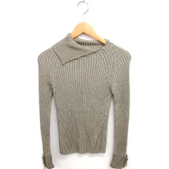 エストネーション ESTNATION ESSETIAL ニット セーター タートルネック ボタン リブニット 長袖 カーキ /TT