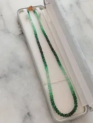 【鑑別書付き】 K18 エメラルド ネックレス グラデーション 総重量16.87g サイズ直径4.6〜5.5mm 天然石 カラーストーン ペンダント 金