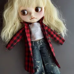1/6 アウトフィット チェック ロング シャツ ブライス リカちゃん