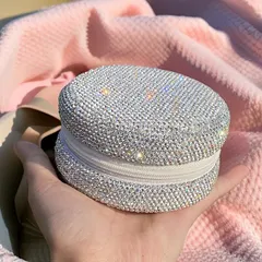 新品未使用 高級円形引き出し式ジュエリーボックス 卓上多機能指輪 / イヤリング収納ケース 欧米海外向け