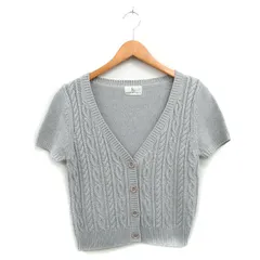 クミキョク 組曲 KUMIKYOKU ニット カーディガン 半袖 Vネック コットン ラメ 2 グレー 灰 /KT32