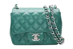 極美品 CHANEL シャネル ミニマトラッセ16 Sフラップ Sチェーンショルダーバッグ 25番台 ココマーク ラムスキン シルバー金具 中古 4b011996