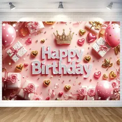 【送料無料】ピンク バースデー タペストリー 180×120cm 3D立体デザイン ピンク 誕生日 背景布 写真撮影 壁飾り パーティー装飾 インスタ映え SNS撮影 記