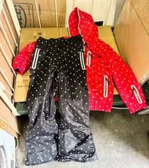 374 Groovy スノーボードウェア S 水玉 ドット柄 レッド×ブラック レディース スキーウェア 防寒