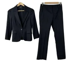 INDIVI(インディビ) レディースパンツスーツ レディース - ネイビー×白 ストライプ