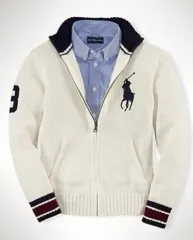 ポロ ラルフローレン 白 ジップアップ カーディガン