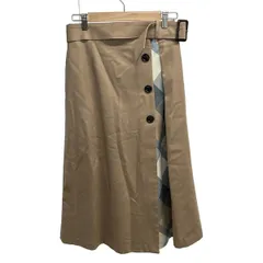 ブルーレーベルクレストブリッジ スカート サイズ38 M レディース - ベージュ×ブルーグレー×マルチ ひざ丈/チェック柄