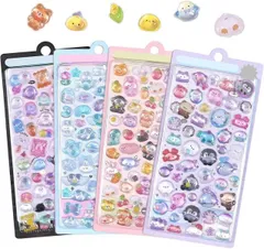 【送料無料】ぷくぷくシール ぷくぷく ぷっくりシール 立体 かわいい4枚セット ごほうび キラキラ 韓国 子供 大容量 スマホケース 手帳 diy 贈り