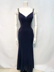 2183 IRMA イルマ キャバクラ ロングドレス キャミ 谷間見せ 光沢 ストレッチ ビジュー キャバドレス 9号サイズ