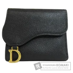 CHRISTIAN DIOR クリスチャンディオール サドル ロータス ウォレット 二つ折り財布（小銭入れあり） カーフ レディース [中古]