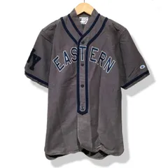 tu132 チャンピオン Champion ベースボールシャツ ジャージ ランナーズタグ メンズL グレー ※中古　【津山店】