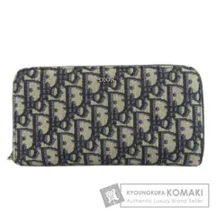 CHRISTIAN DIOR クリスチャンディオール ロングジップウォレット オブリーク トロッター柄 長財布（小銭入れあり） キャンバス レディース [中古]