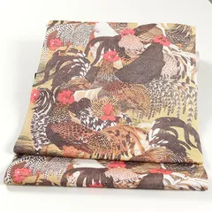 ona4691 お仕立て付き 西陣 酒井守 おしゃれ 染め 九寸 名古屋帯 伊藤若冲 群鶏図 有名画家作品 ２～３週間で発送